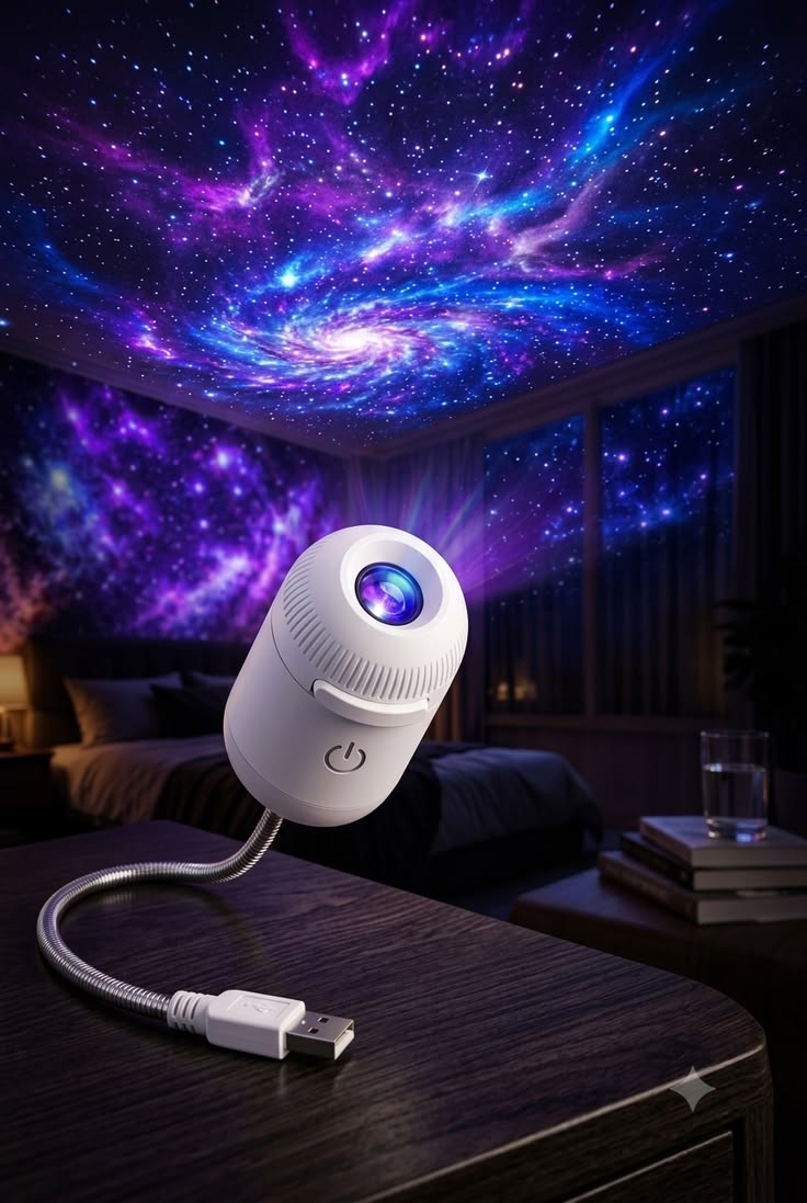 Galaxy Star Projector with Moon Effect & Flexible USB Design