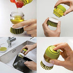 360° Silicone Dishwashing Brush with Liquid Soap Dispenser – Easy-Clean Kitchen Scrubber