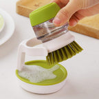 360° Silicone Dishwashing Brush with Liquid Soap Dispenser – Easy-Clean Kitchen Scrubber