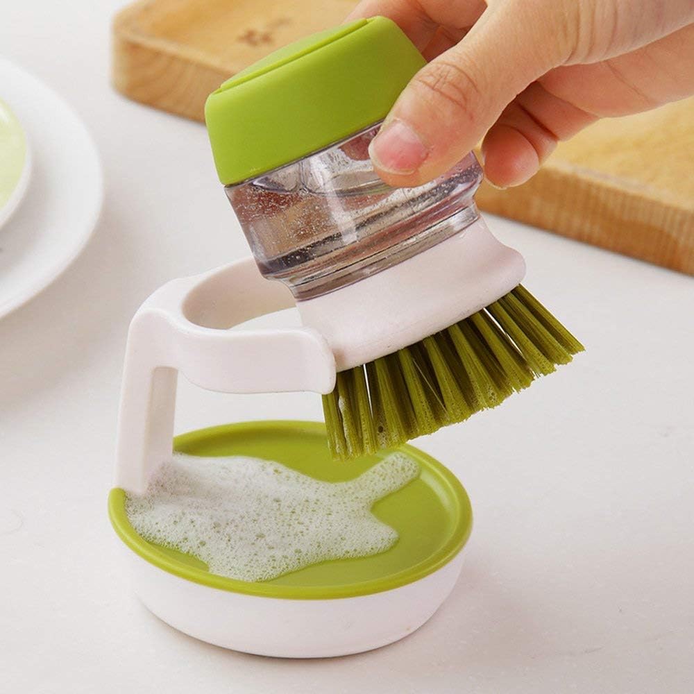 360° Silicone Dishwashing Brush with Liquid Soap Dispenser – Easy-Clean Kitchen Scrubber