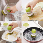 360° Silicone Dishwashing Brush with Liquid Soap Dispenser – Easy-Clean Kitchen Scrubber
