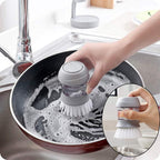 360° Silicone Dishwashing Brush with Liquid Soap Dispenser – Easy-Clean Kitchen Scrubber